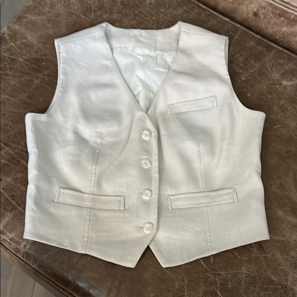 White Button-Up Vest